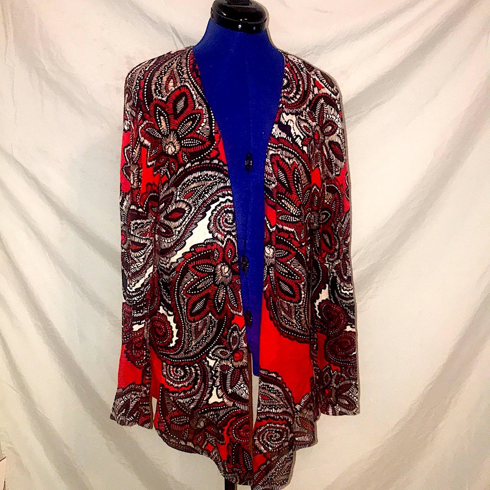 Chico’s | asymmetrical paisley cardigan